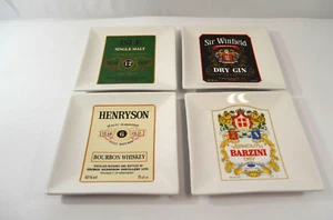 Muti Angelo Bruno Cocktail Cheese Snack Plates Liquor Labels 2003 7.5" Set of 4 - Picture 1 of 10