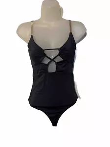 Beach Riot Black Gold Strap One-piece Swimsuit Size Medium - Picture 1 of 4