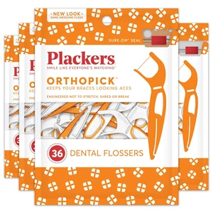 Plackers Orthopick Dental Floss Picks for Braces Flossers 36 Count (Pack of 4) - Picture 1 of 9