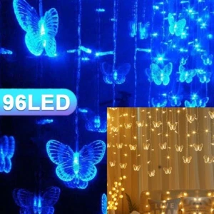 Butterfly 96 LED Fairy String Curtain Lights Christmas Party Wedding Decor Lamp - Picture 1 of 17