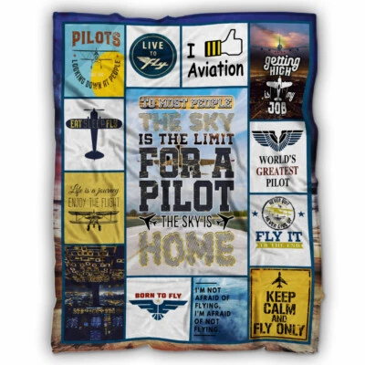 ETH GLOBAL Pilot Blanket, The Sky Is Home Fleece, Sherpa Blanket All Season Super Soft Cozy