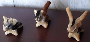 Lot of 3 Rare Vintage Tiny Animal Figurines Real Fur Hair Handcrafted - Picture 1 of 5