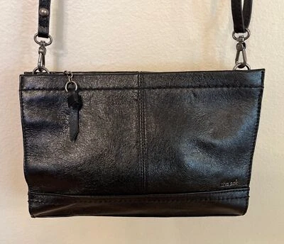 Sak Iris черный кожаный маленький 3-сторонний Demi застежки через плечо наплечная сумка - Изображение 1 из 4