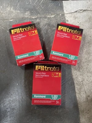3M Filtrete Vacuum Cleaner Bags Kenmore E,5023,5033 3 Boxes Of  3 Bags 9 Total - Image 1 of 4