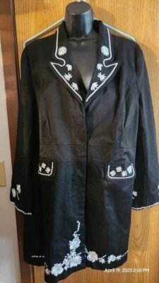 Nueva chaqueta de moda elegante para mujer Neiman Marcus floral XL gabardina bolsillos nueva Foto 1 de 4