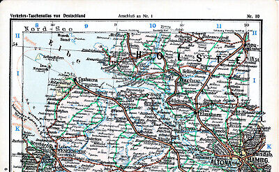 Cuxhaven Hamburg Itzehoe 1931 Orig. Eisenbahnkarte Elmshorn Stade Bremervörde • 3.50€