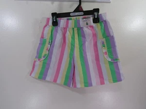 New 365 Kids Shorts Size 6 Multi Color Stripes Elastic Waist Pockets - Picture 1 of 5