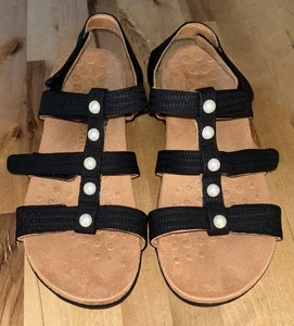 Vionic Amber Pearl Sandalen orthopädische Unterstützung schwarze Riemchen Damengröße 10 WEIT - Bild 1 von 7
