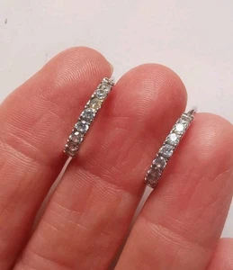 Sterling Silver CZ Hoop Earrings R14M - Picture 1 of 3