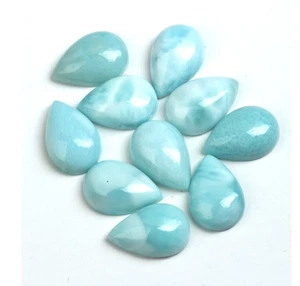 Natural Larimar Pear Flat Back Cabochon Loose Gemstone For Making All Jewelry - Picture 1 of 14