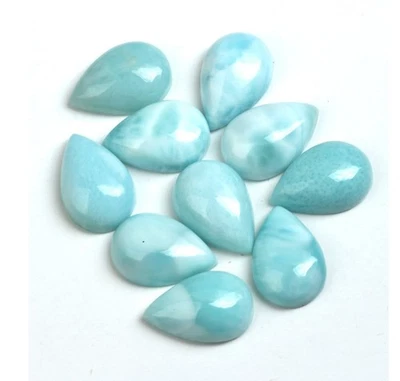 Piedra preciosa suelta cabujón trasero plano pera larimar natural para hacer todas las joyas Foto 1 de 4
