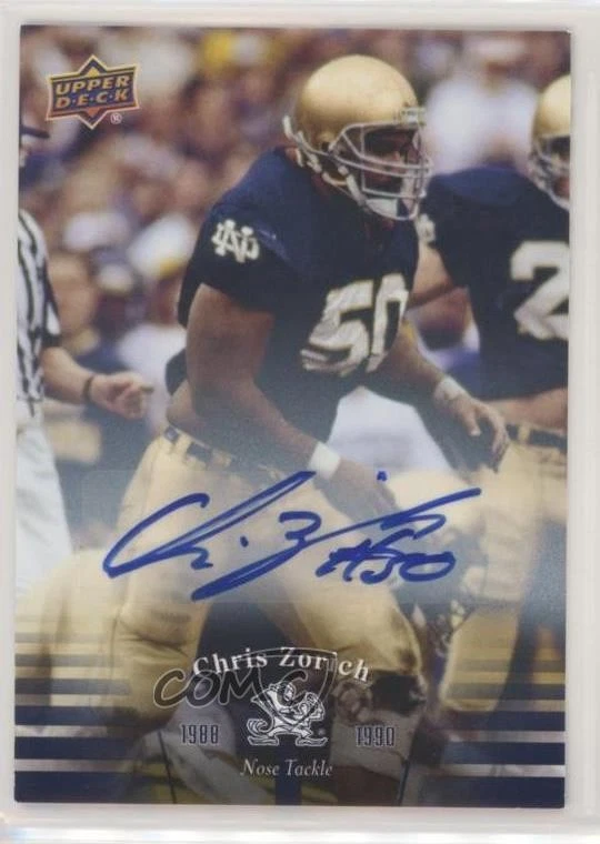 2013 Upper Deck University of Notre Dame Auto Chris Zorich #54 Auto - Image 1 of 2