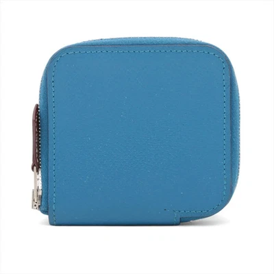 Monedero Hermès Azap Compacto Seda en Veau Epsom Azul de Galicia Plata Metal Fi Foto 1 de 4