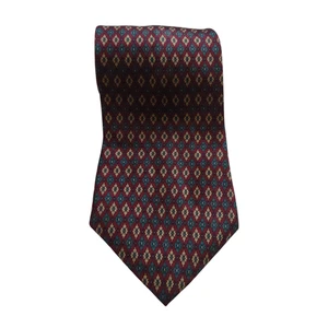 Corbata Lanvin Hombre 100% Seda Foulard Patrón Diamante Borgoña Hecha en Italia - Imagen 1 de 8