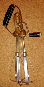 Vintage Hand Mixer Egg Beater Stainless Steel Blades & Brass Handle Made USA - Picture 1 of 4