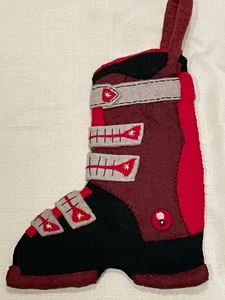 Handmade Thick Wool Felt Finished/Complete Ski Rustic Christmas 20” Stocking - Picture 1 of 10