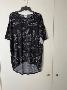LuLaRoe Womens Black & White Feather Pattern High-Low Top S - Picture 1 of 4