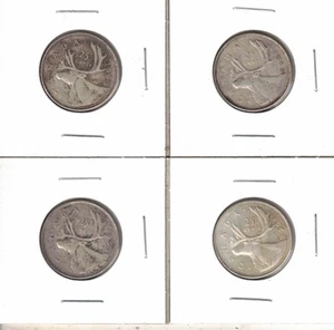 1968 Canada Queen Elizabeth II 4 x silver quarter 25 cent coin lot .500 50% pure - Picture 1 of 2