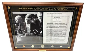THE BRADFORD EXCHANGE MINT JFK INAUGURAL ADDRESS MASTERPIECE FRAMED! (AZP026998) - Picture 1 of 11