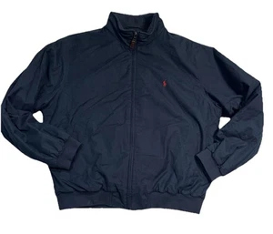 Polo Ralph Lauren Coat Jacket Mens XL Navy Wool Fleece Lined Full Zip Red Pony - Picture 1 of 9