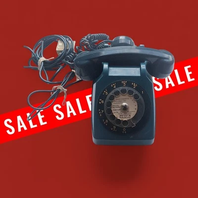 Téléphone Ancien fixe Bleu  à cadran Socotel S 63 France Télécom 1982 (B-200) - Photo 1/4