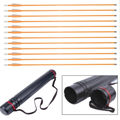 12X 27inch Fiberglass Arrows OD 7mm  Kid Youth Target Practice with Arrow Quiver - Image 1 of 4