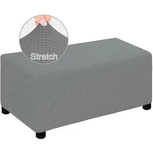 Polar Fleece Ottoman Cover Stretch Rectangle Footrest Furniture Slipcover - Picture 1 of 39