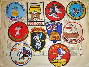 SNOOPY is JOE COOL - Lot x 10 Patch - Curse You Red Baron, Fearless, Vietnam War - Picture 1 of 10