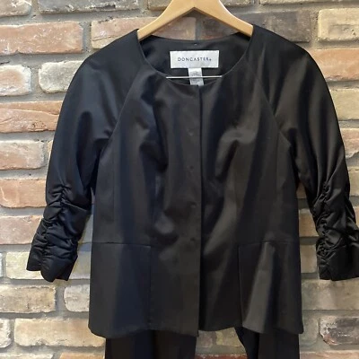 Doncaster Traje Pantalón Negro Satinado Nuevo Con Etiquetas 8 Noche Fiesta Mangas Acanaladas Foto 1 de 4