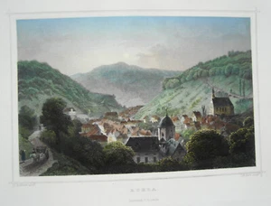 Ruhla Thüringen Thüringer Wald kolorierter echter alter Stahlstich 1852 17 - Picture 1 of 2