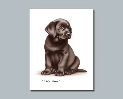 Personalized CHOCOLATE Lab LABRADOR Pet Photo PUPPY DOG Picture 8x10 11x14 (P1) - Image 1 of 4