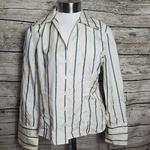 Jones New York Button Down Long Sleeve Button Down Shirt Size 8 100% Silk - Picture 1 of 9