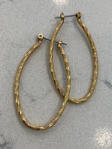 Vintage Gold Tone Hoop Earrings - Picture 1 of 4