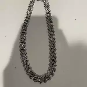 Mens Cuban Link Chain Necklace White CZ 20" Choker - Picture 1 of 1