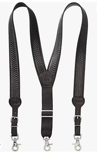 Nocona Belt Co. Men's Standard Gallus Basketweave Embossed Leather Suspenders X - Picture 1 of 8