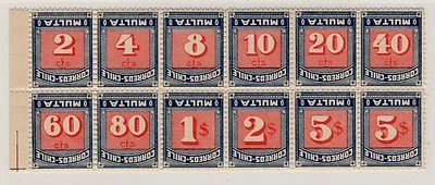 CHILE 1924 Mesias stamps full set MH/ MNH complete block ERROR INVERTED CENTER - Image 1 of 2