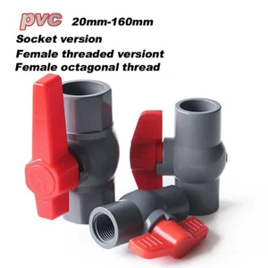 Vanne à bille simple en PVC pour aquarium et aquarium bassin solvant soudure vanne de contrôle de débit - Photo 1/9
