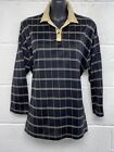 Vintage Burberry Golf Top Black And Gold Check 100% Cotton Size L PK