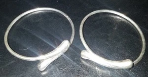 Pair Bangle Bracelets Fine Silver 39 Grams Marked 925 - Picture 1 of 4