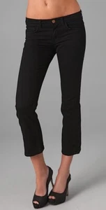 J Brand Gigi black waxed 'leather look' cotton capri jeans size 29 vintage cool - Picture 1 of 7