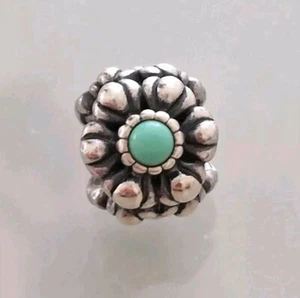 Pandora December Turquoise Birthstone Flower Charm - Picture 1 of 4