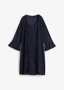 Neu Spitzenkleid mit Chiffonjacke Gr. 38 Dunkelblau Damen Mini Abend-Kleid Set - Bild 1 von 1