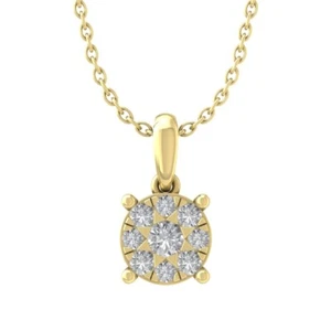 14K Yellow Gold Diamond Pendant with Gold Plated Silver Chain 1/4ct, 18", 1.99g - Picture 1 of 5
