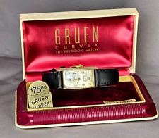 Stunning Gruen CURVEX 17 Jewel Watch With Original Display Case & Price 10k GF