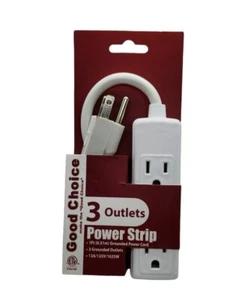 3 GROUNDED OUTLETS POWER STRIP *1 FT GROUNDED POWER CORD*3 GROUNDED OUTLETS - Picture 1 of 2