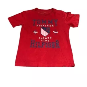 Tommy Hilfiger Graphic Tee Red Short Sleeve T-Shirt NYC USA Size 6 - Picture 1 of 4
