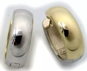 Pendientes Hombre Plegables Oro Criollo 585 Bicolor Amarillo Blanco Arquedado 16mm 14k - Imagen 1 de 3