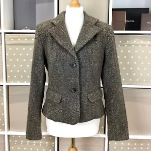 Chaqueta Blazer de Lana Toast Tweed Talla 14 Marrón Bolsillos de Un Solo Pecho Calce Ajustado - Imagen 1 de 14