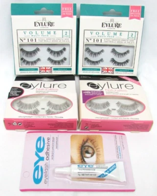 4 Pack Eylure Naturalites Reusable Eyelashes + Adhesive Glue (2) 080 + (2) 101 - Image 1 of 4