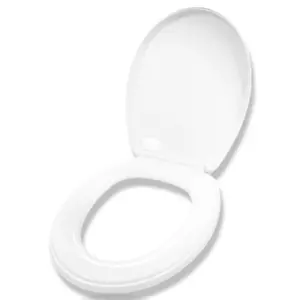 LUXURY BRAND NEW HEAVY DUTY BATHROOM SLOW SOFT CLOSE WHITE OVAL TOILET SEAT - Picture 1 of 3